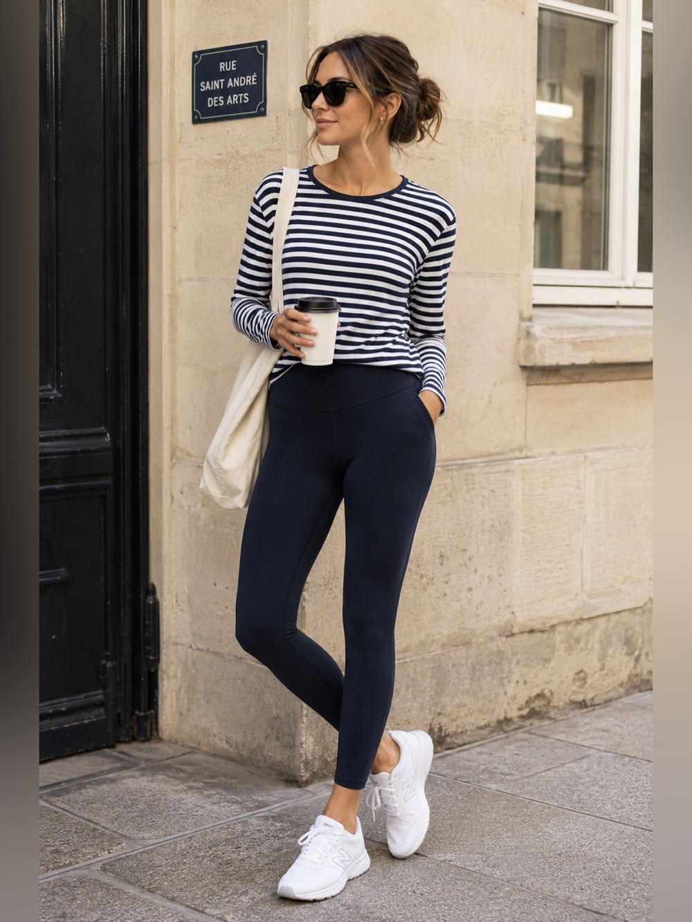 Sweaty Betty Navy White Breton Stripe Performance Long Sleeve Top Small 4/6